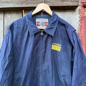Men's Large Vintage Swingster Navy Blue Bomber Jacket Goodyear 100 Years Patch
